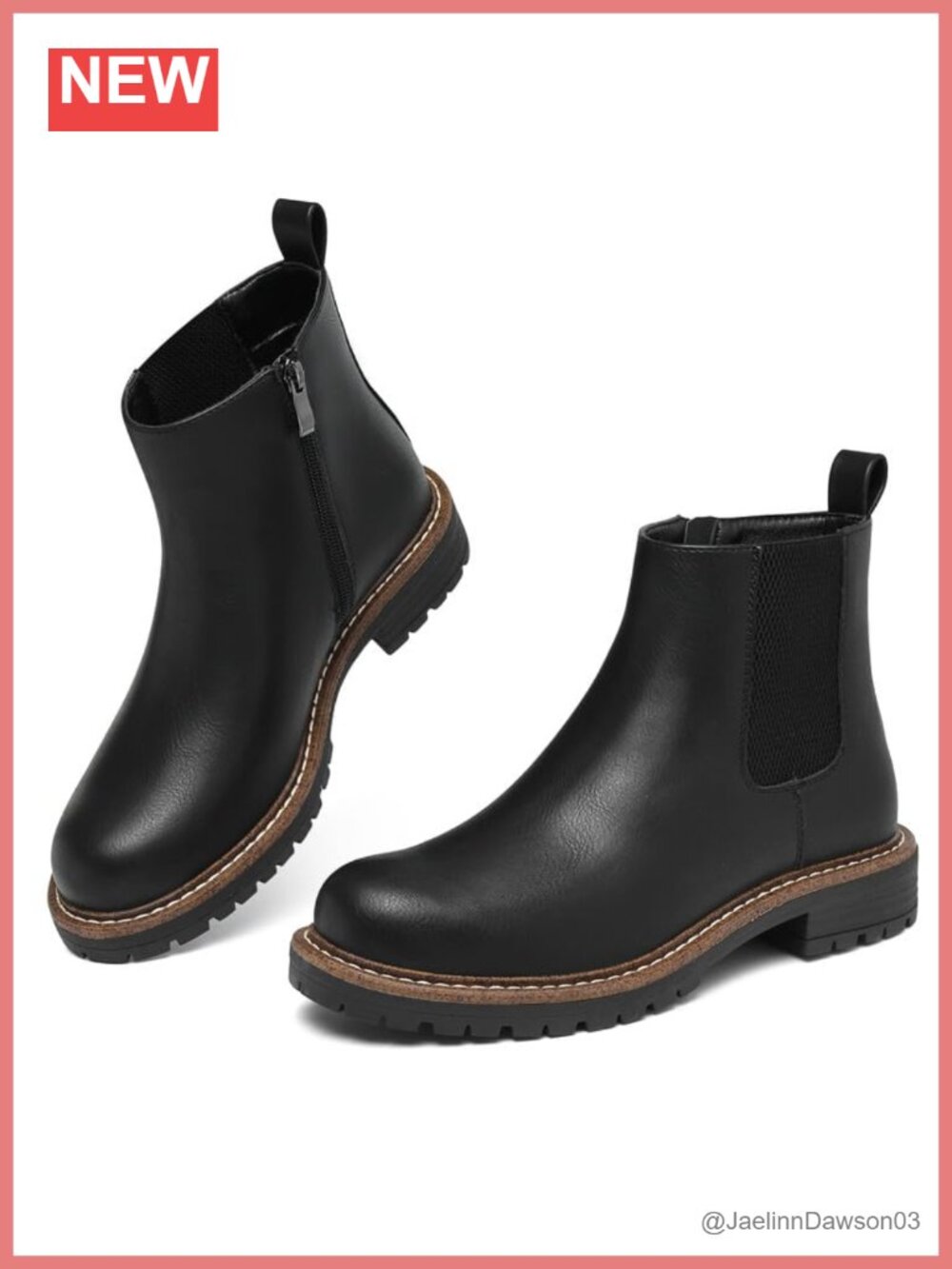 Chelsea Ankle Boots Low Heel Zipper Synthetic Leather Slip Resistant